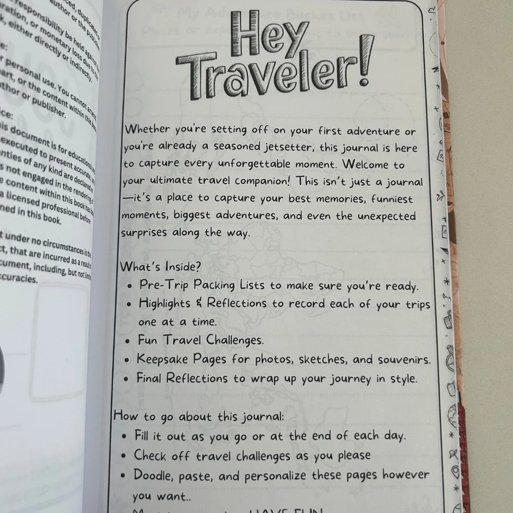 Patty Parker World Travel Journal for Teens NWT 122 pages for ages 12-18